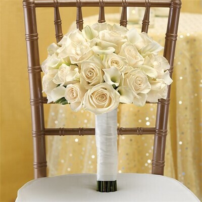 All White lilies calla and Roses Bouquet