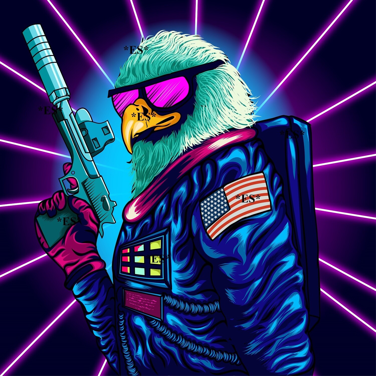 Space Eagle Stickers & Posters