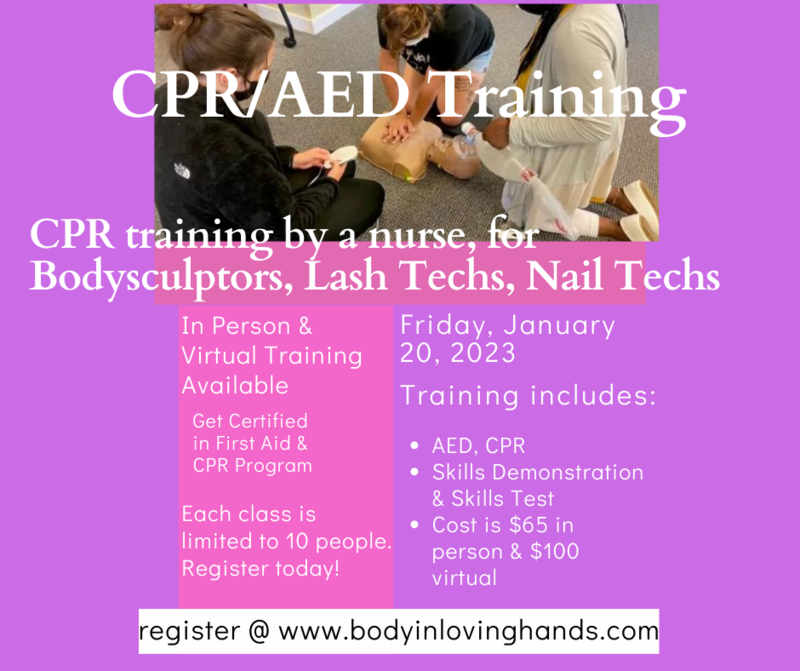 CPR Training for Body Sculptors, Lash Techs & Makeup Artist Virtual 11/28/24