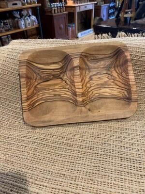 Olive Wood Two Section Dish