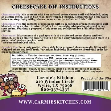 Carmie's Chocolate Lover Cheesecake Dip Mix
