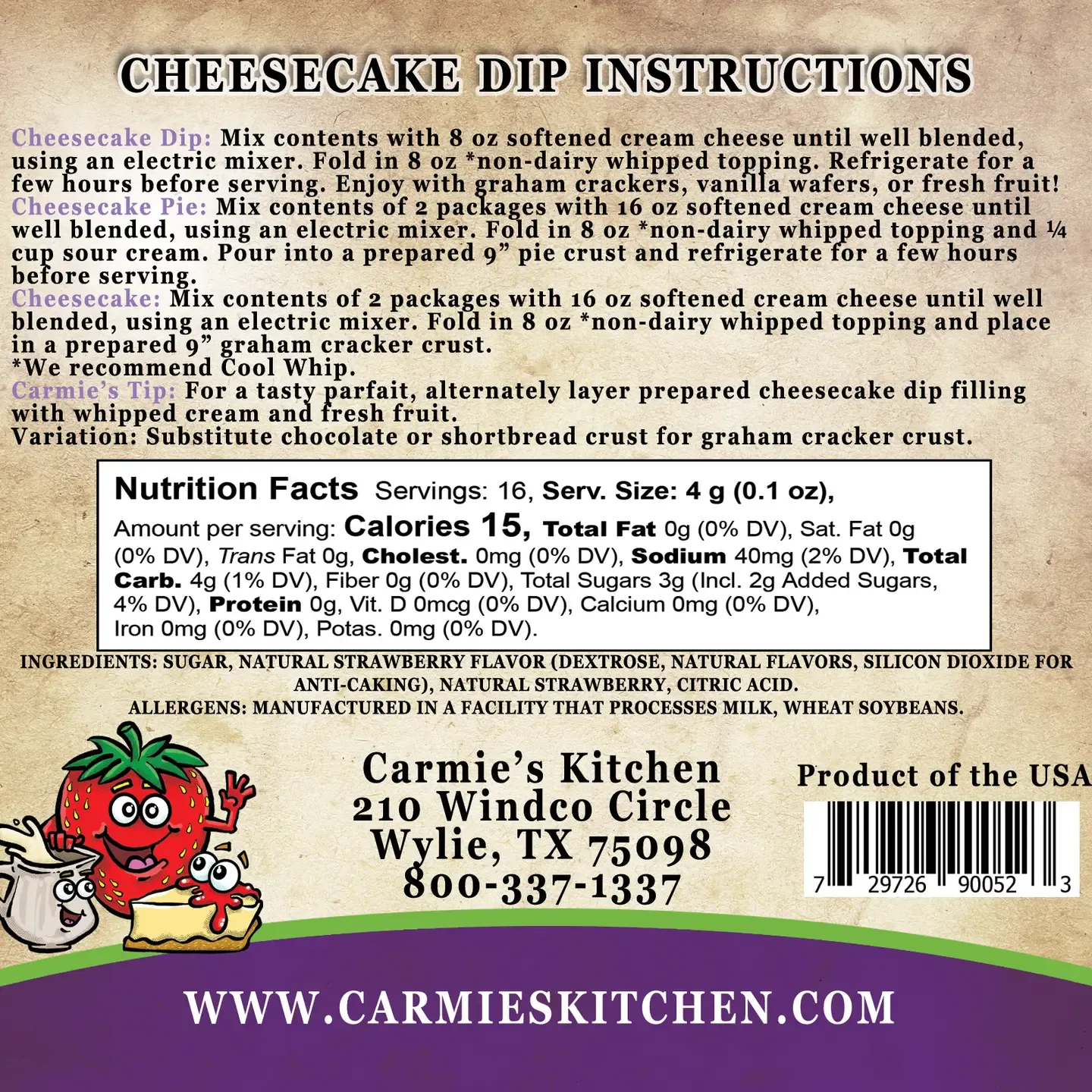 Carmie's Strawberries n Cream Cheesecake Dip