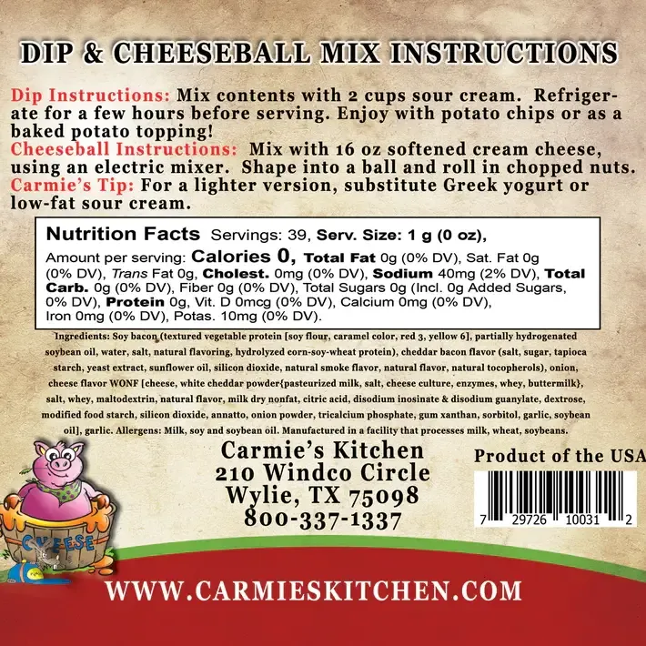 Carmie's Cheddar Bacon Dip Mix