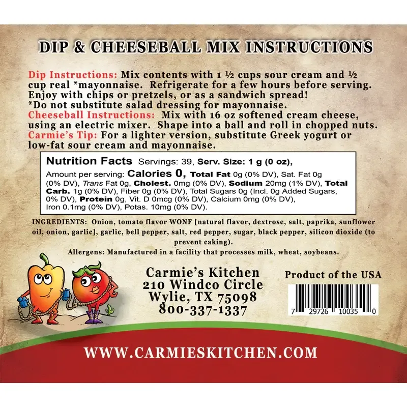 Carmie's Sweet Pepper Tomato Dip Mix
