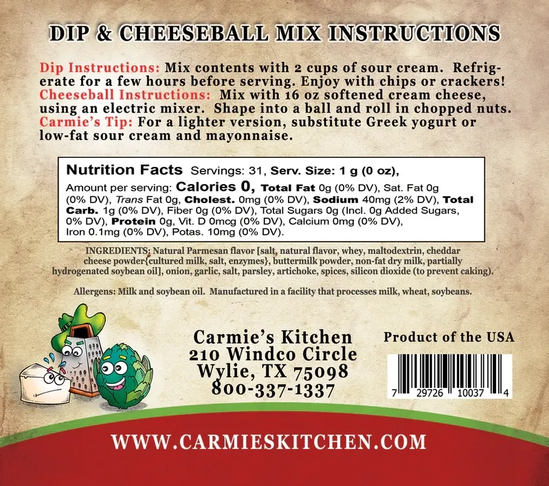 Carmie's Artichoke Parmesan Dip Mix