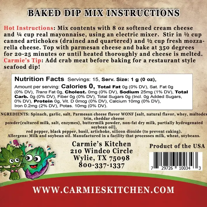 Carmie's Baked Spinach Artichoke Dip