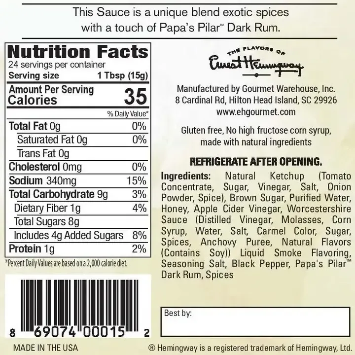 Hemingway The Pilar BBQ Sauce