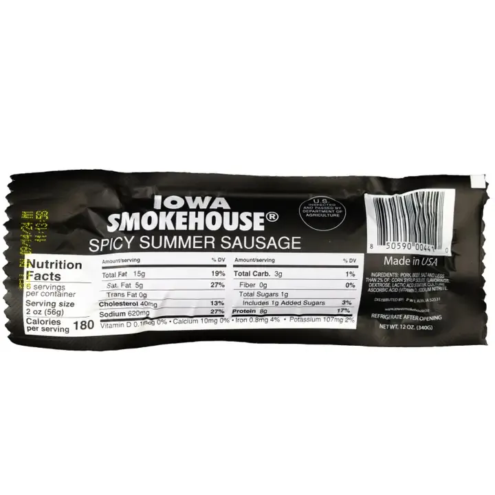 Iowa Smokehouse Spicy Summer Sausage 12 oz
