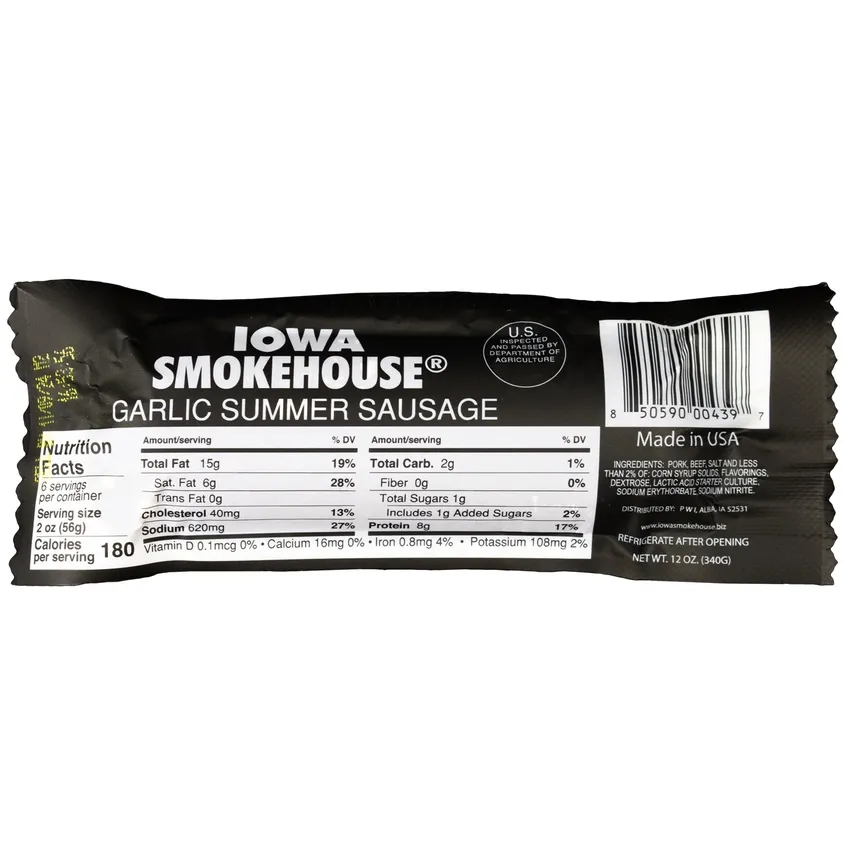 Iowa Smokehouse Summer Sausage Garlic
