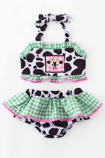 Cow Smocked Suit - 12/18mo