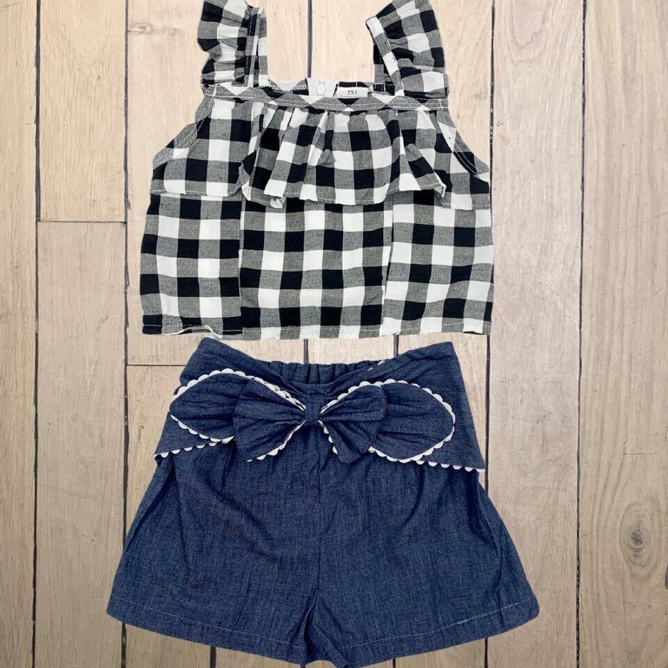 Blk White Check Set - 3t
