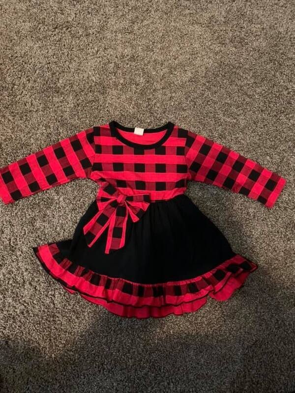 Buffalo Plaid Bow Dress - 2t