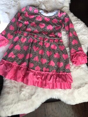 Cheetah pink heart dress - 3t