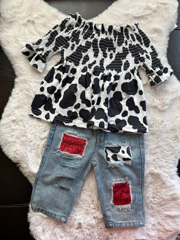Cow Print Capri Set - 2t