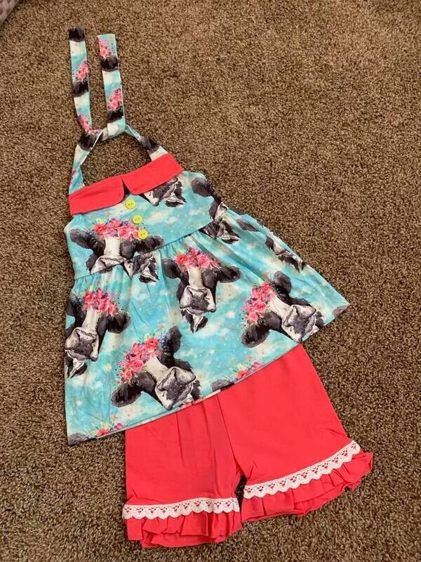 Cow Face Tank Short Set - 3t
