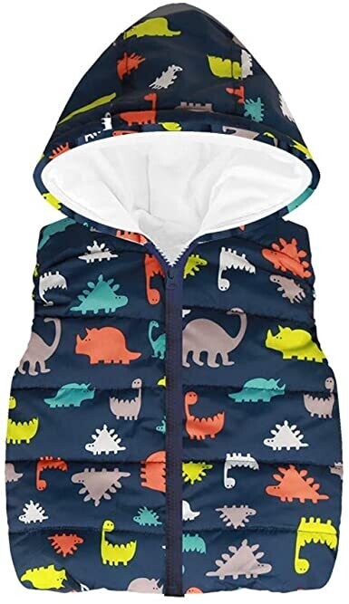 Dino Puff Hooded Vest - 4T