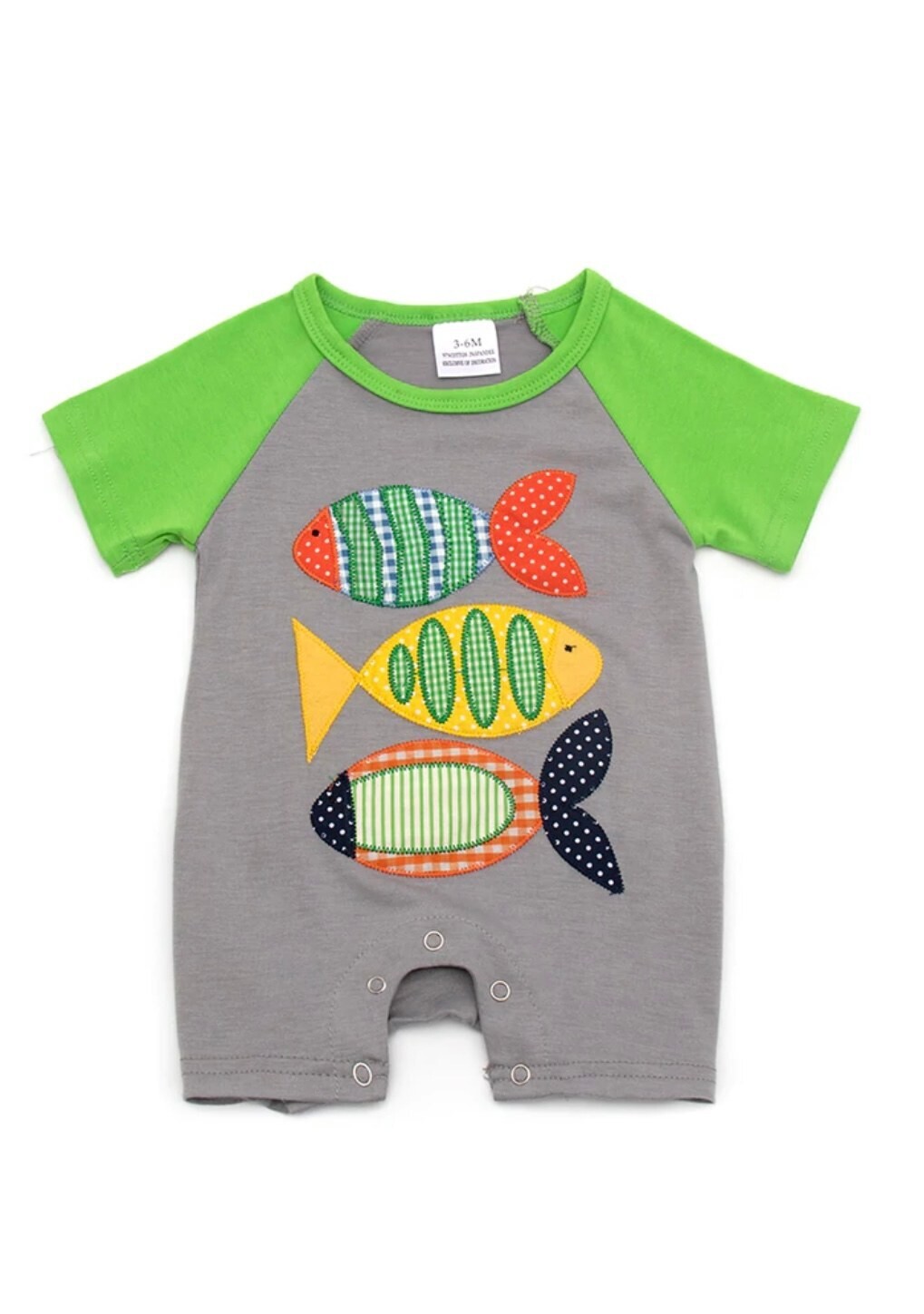 Gray Fish Romper - 3/6mo