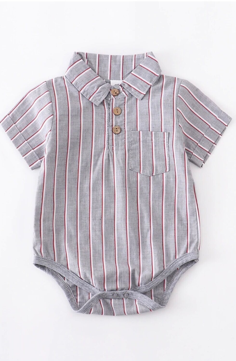 Gray Striped Onesie - 18mo