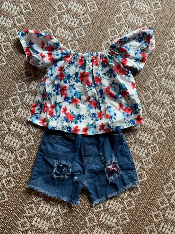 RWB Denim set - 4t