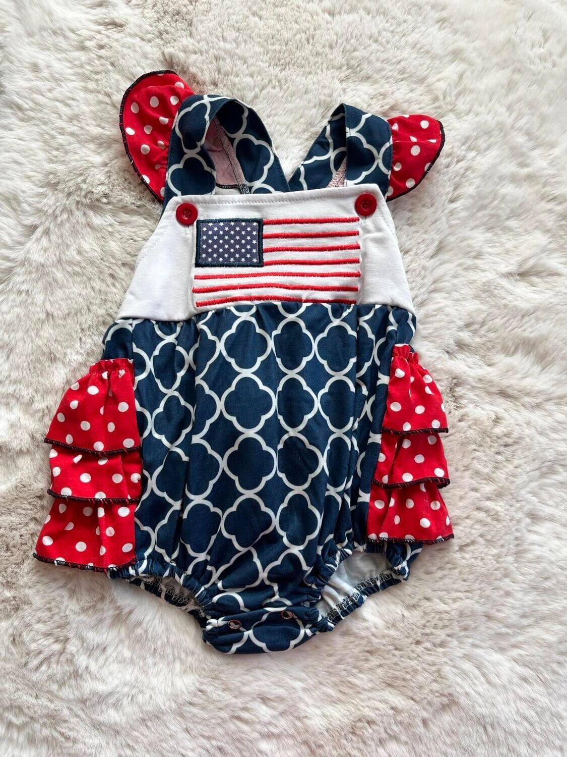 Emb Flag Romper - 3/6mo