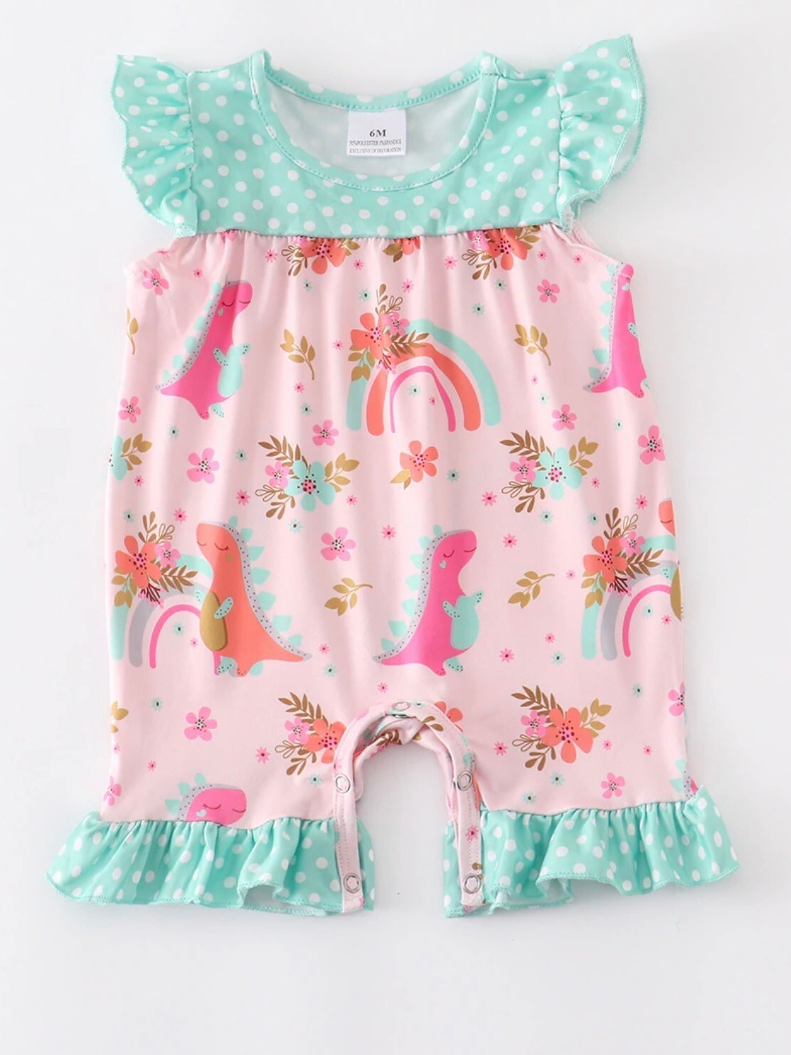 Rainbow Dino Romper - 3mo