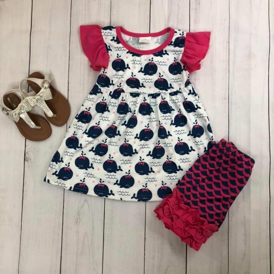 Whale pink bow - 4t