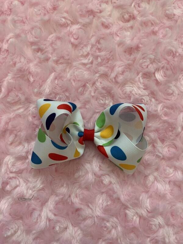 Bow140 - Rainbow Polka - Polka Dot 4&quot;
