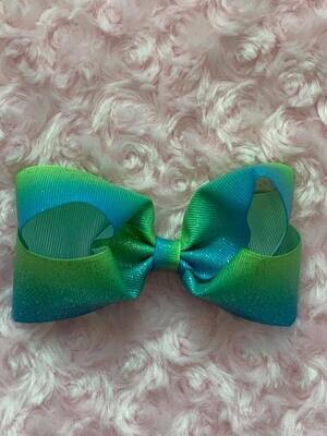 Bow126 - Blue Green Ombre - Green/Blue 4&quot;