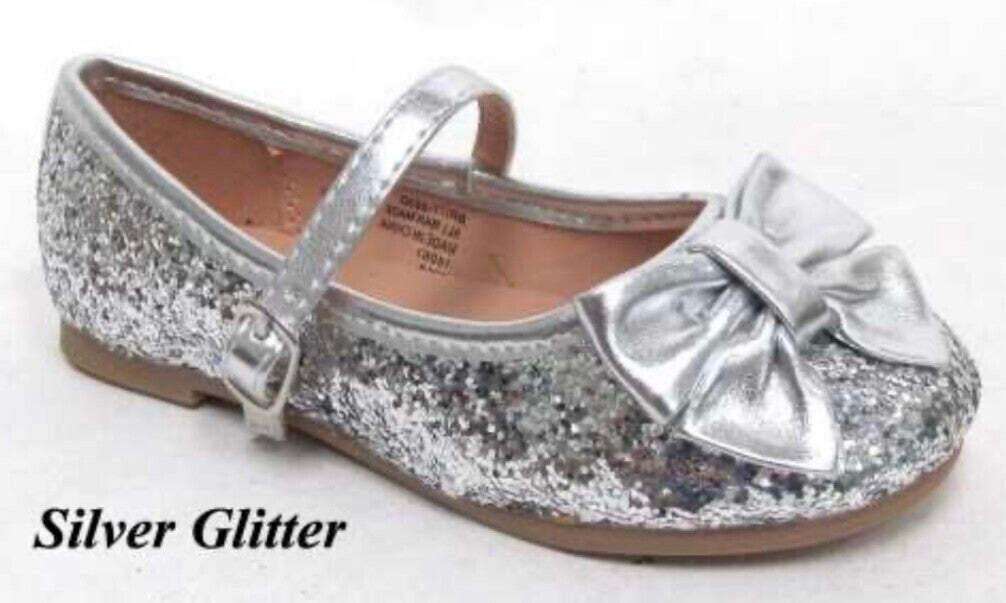 Silver Glitter and Bow Shoe - 6
