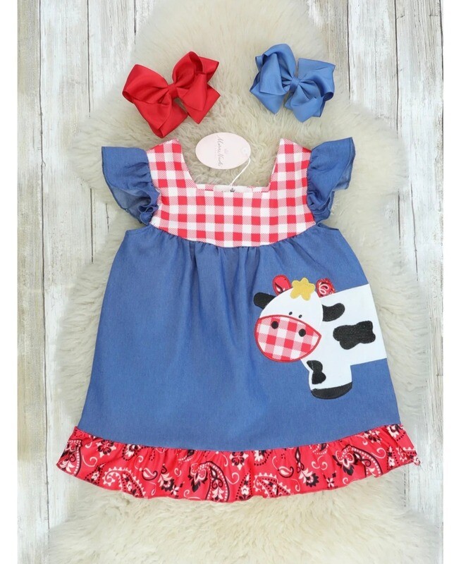 Bandana Cow Dress - 3/6mo