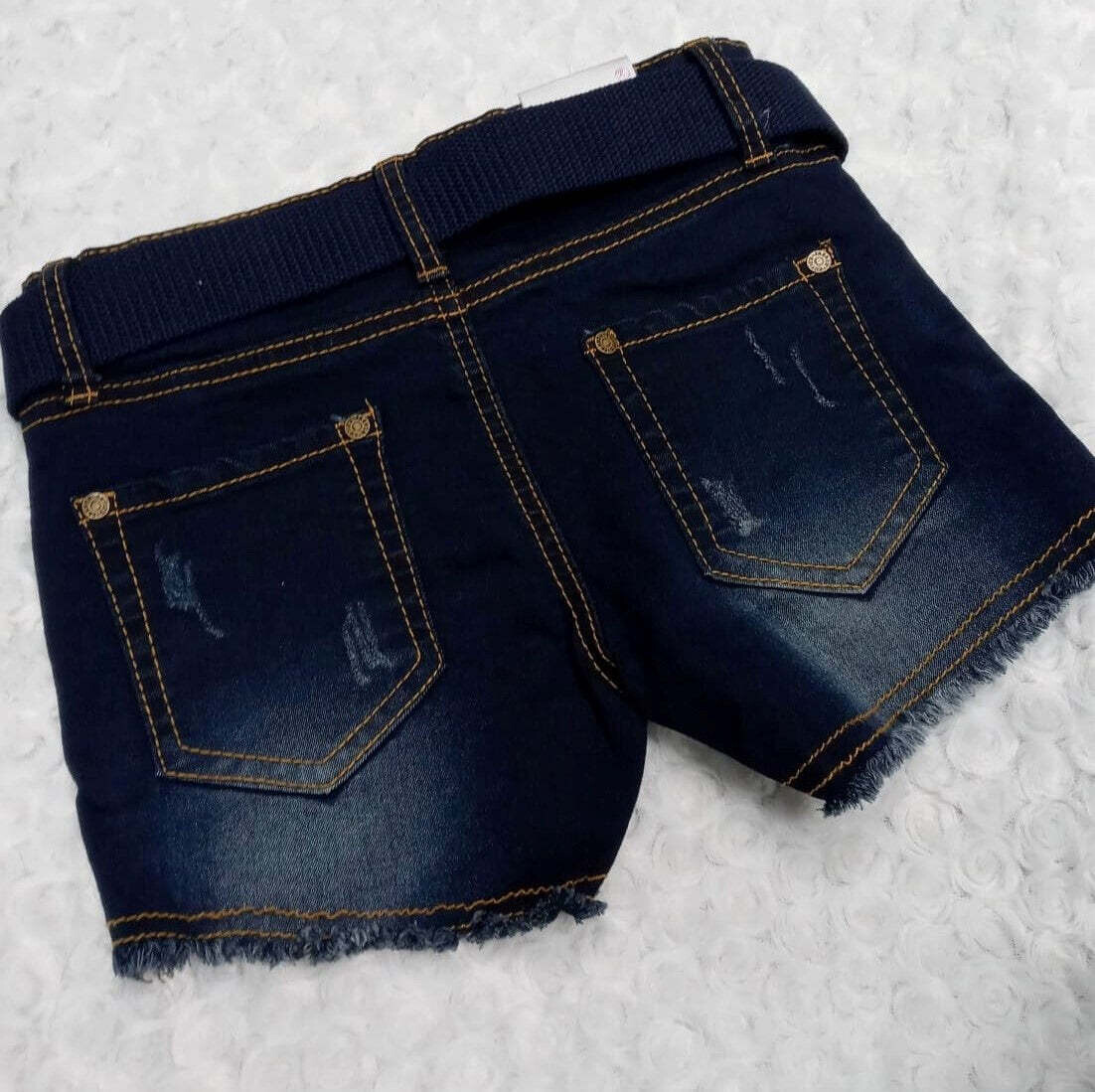 Navy Stretch Denim Shorts - 14
