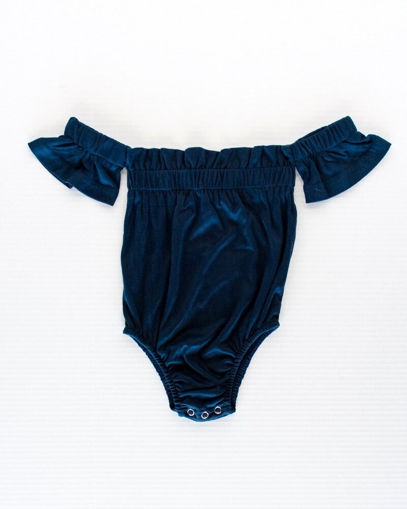 Karli Cold Shoulder Flutter Sleeve Leo - Navy - 9/12mo