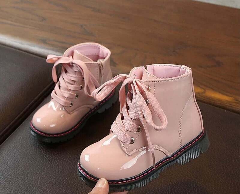 Pink Patent Leather Boots - 7