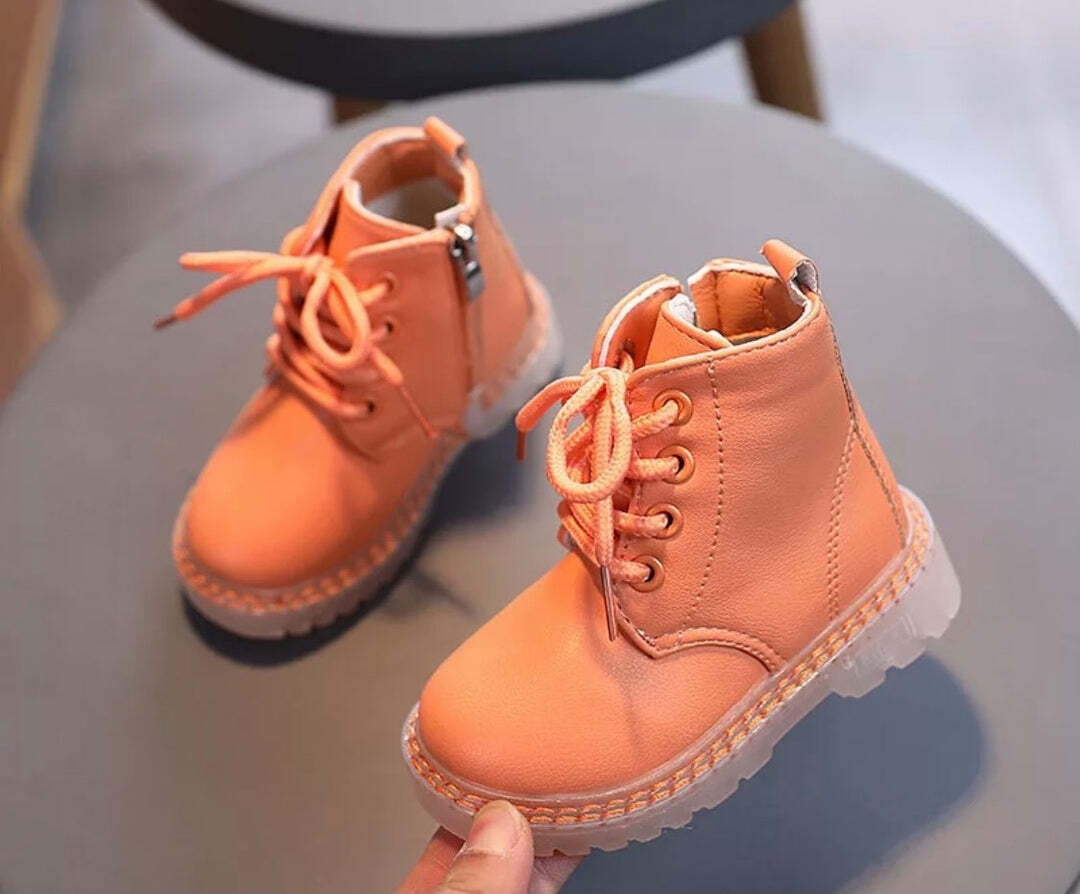 Orange Zip Lace Boots - 8T