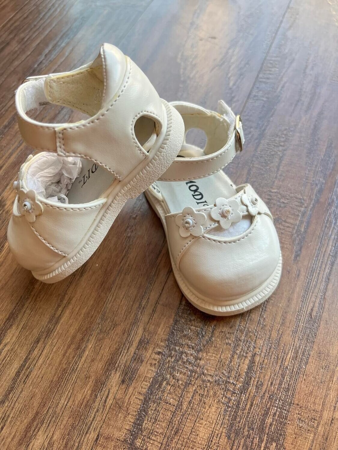 White Mary Jane Flowers - 6T