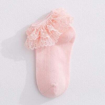 Lace Low Cut Princess Socks - Pink - 6/8YR