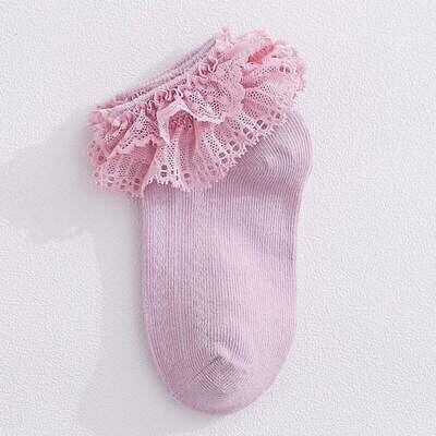 Lace Low Cut Princess Socks - Mauve - 6/8YR