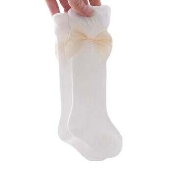 Bowknot Knee Socks - White - 0/6mo