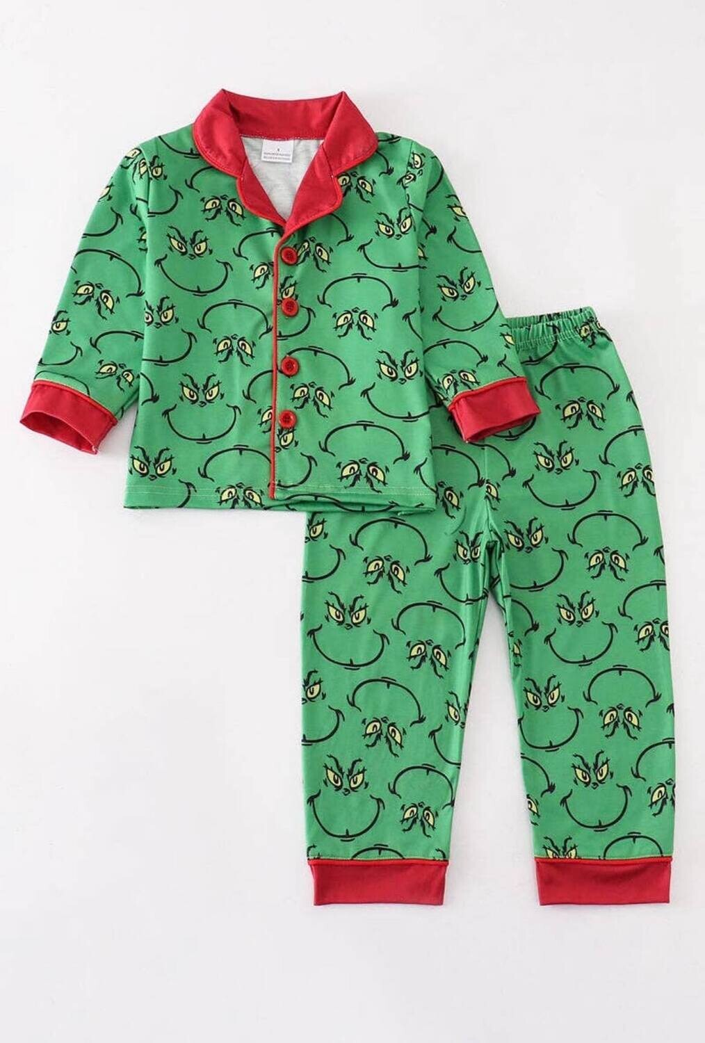 Green grinch boy Pjs - 7/8
