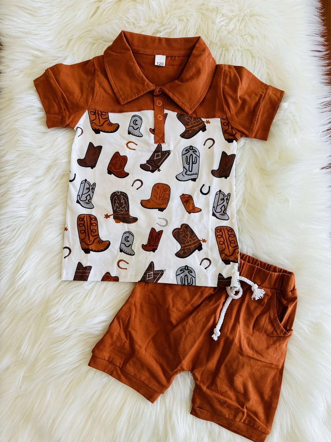 Cowboy boot shorts set - 18/24mo