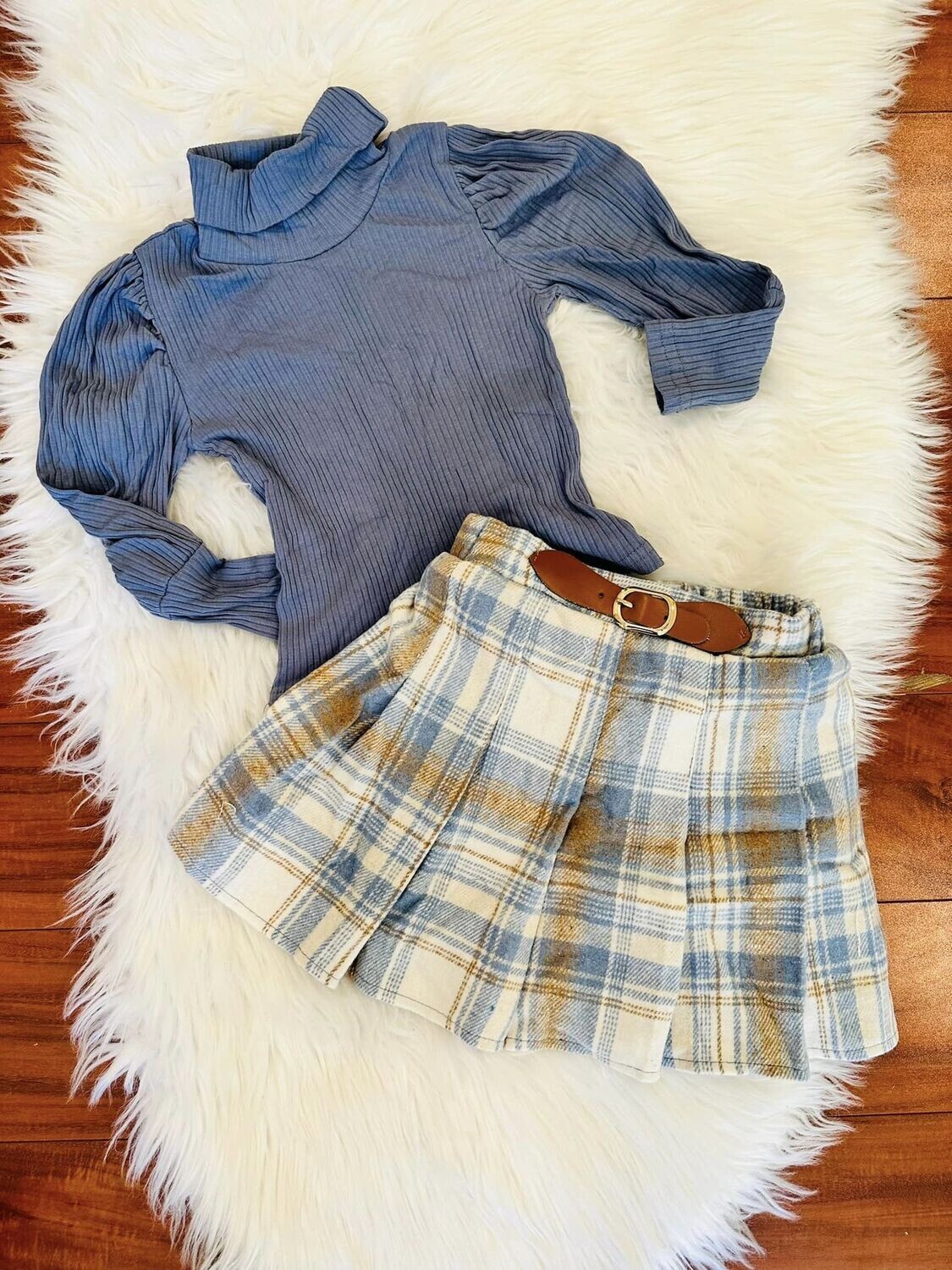 Blue Plaid Skirt Set - 12/18mo