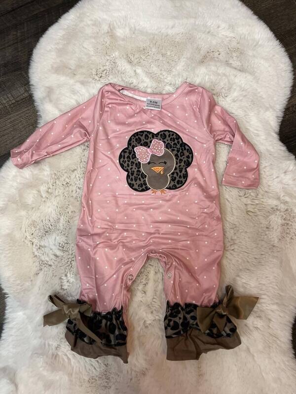 Turkey Cheetah Romper - 6/12mo