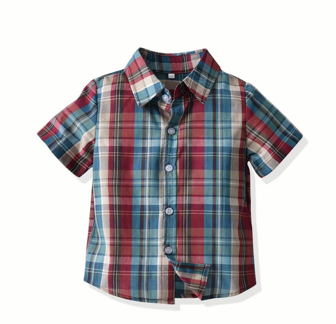 Burg/teal plaid shirt - 3/4