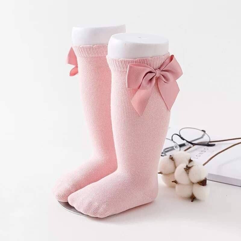 Pink knee high bow sock - 5-7 years