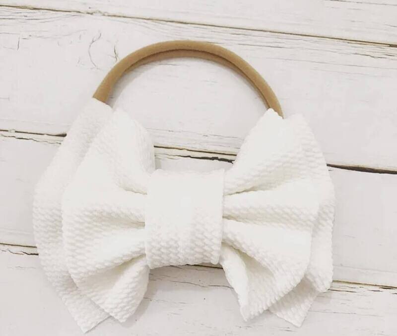 Double bow bullet white headband
