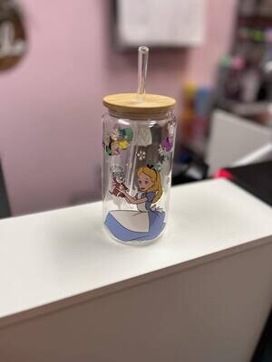 Alice in Wonderland Glass Cup