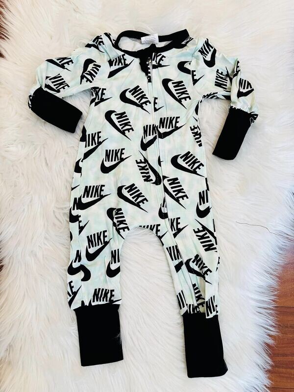 Green tye dye Nike bamboo jammies - 3/6mo