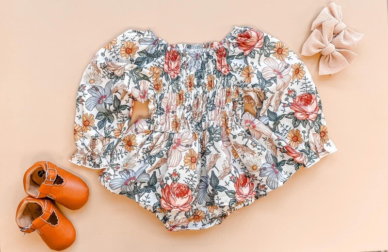 Autumn Floral Romper - 0/6mo