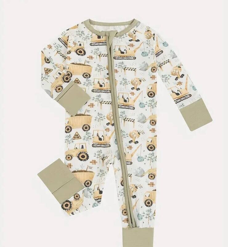 Excavator Bamboo Jammies - 0/3mo