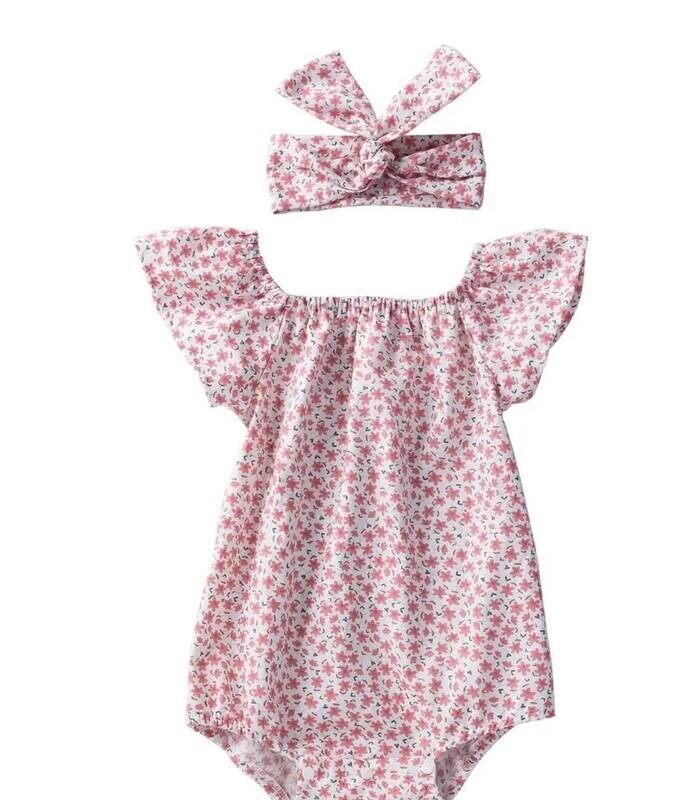 Pink Floral Romper - 6/9mo